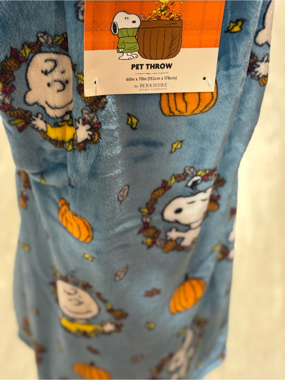 Berkshire Blue Peanuts Snoopy & Charlie Brown Pet Throw